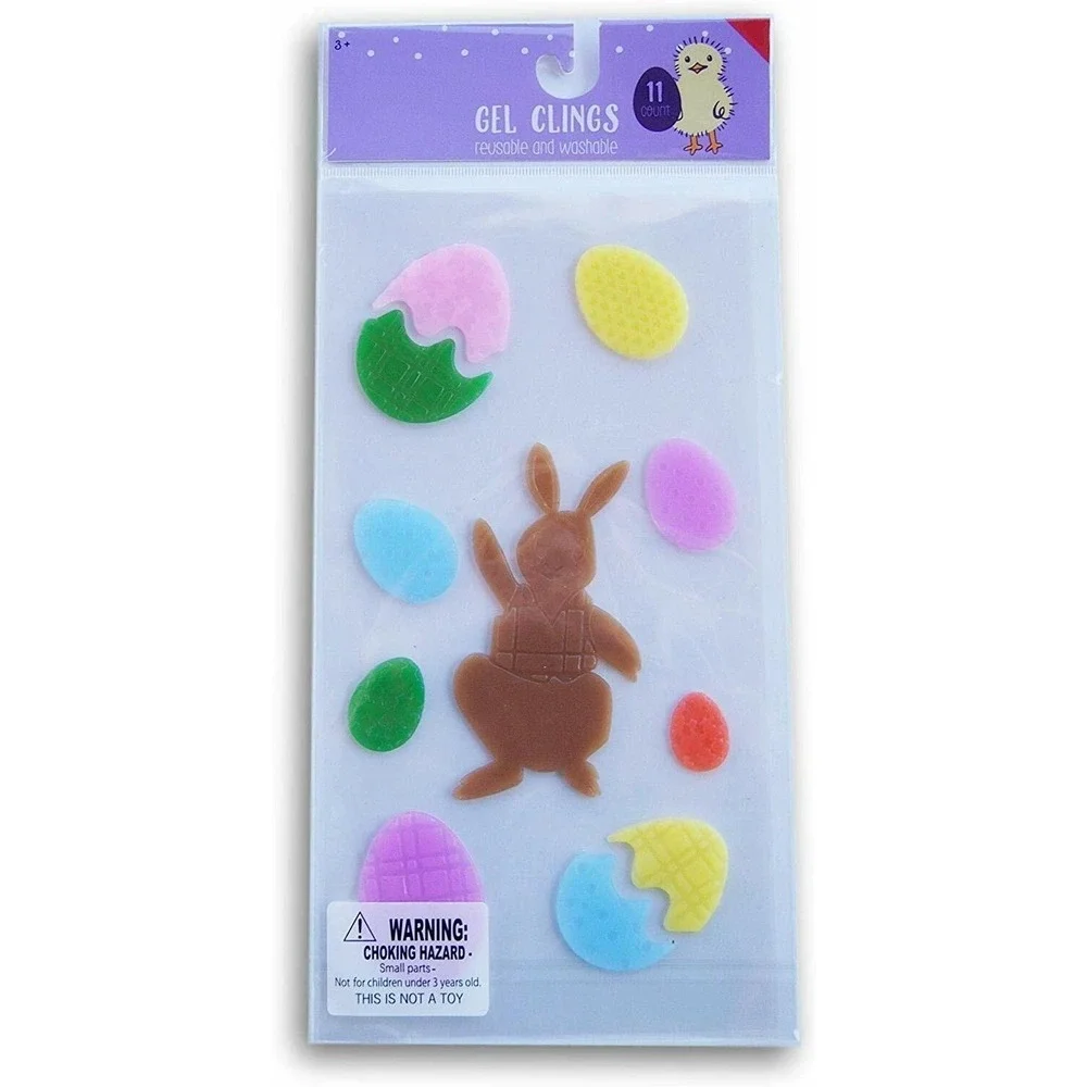 NEW Spring Easter Bunny Rabbit Eggs CUTE Window Gel Clings Decorations 11‎ pcs